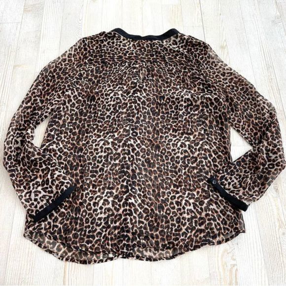 Olive & Oak Cheetah‎ Print Long Sleeve Blouse L - Picture 6 of 8